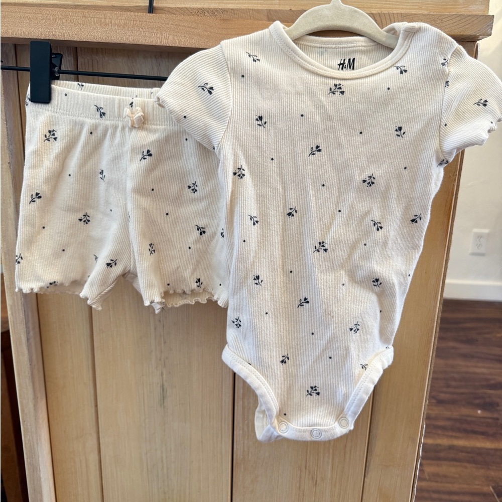 H&M Cream Baby Outfit with Floral Design